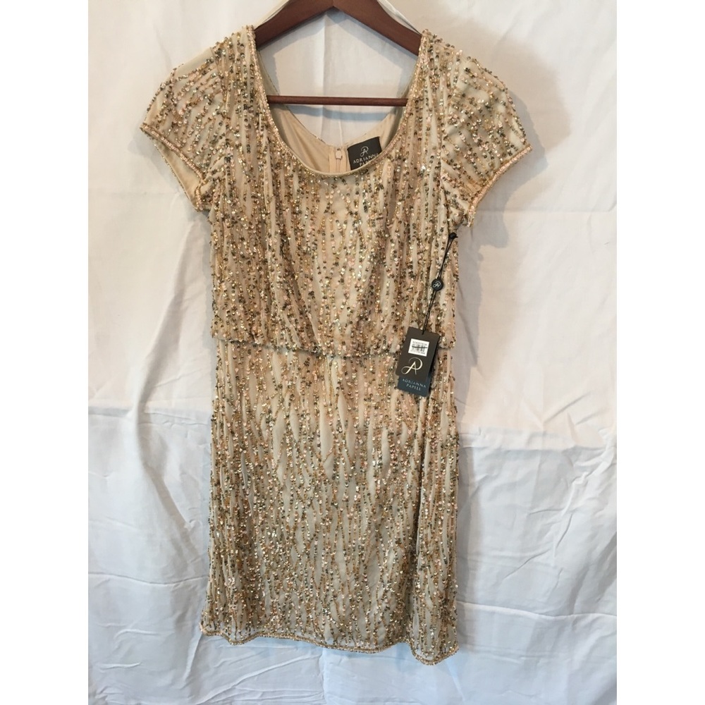 Adrianna Papell Cream Beaded Dress